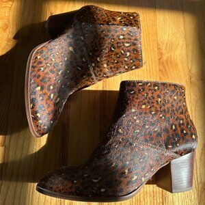 Women's Madewell Calf Hair Bootie - Leopard Print - Heeled Boot - Size 8 - EUC